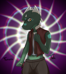 badge dagger melee_weapon pose solo weapon therasis thala_otorten kobold scalie absurd_res hi_res pinup