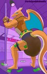 2_horns 5_fingers abdl anthro back_wings banknote banknote_in_diaper banknote_in_legband banknote_in_legwear banknote_on_floor bedroom_eyes big_butt big_diaper black_diaper black_fishnets black_legband blue_eyes blue_wings brown_clothing brown_gloves brown_handwear bulging_diaper butt butt_pose claws clothed clothing countershade_body countershade_tail countershade_torso countershading crop_top dancing detailed_background diaper diaper_bulge diaper_fetish diaper_use feces feet finger_claws fingerless_gloves fingers fishnet_clothing fishnet_crop_top fishnet_topwear frilly frilly_diaper furgonomic_diaper furgonomic_topwear furgonomics gloves handwear horn humanoid_feet humanoid_hands leather leather_clothing leather_gloves leather_handwear legband looking_at_viewer male membrane_(anatomy) membranous_wings money money_in_diaper money_in_legband money_in_legwear money_on_floor muscular muscular_anthro muscular_male narrowed_eyes open_mouth open_smile orange_arms orange_back orange_body orange_face orange_feet orange_hands orange_legs orange_snout orange_tail orange_wings plantigrade pole pole_dancing pose proud purple_background rear_view seductive sharp_teeth shirt side_view simple_background smile soiled_diaper solo spotlight spotlight_beam stage stage_lights strip_club stripper stripper_pole swollen_diaper tail tan_body tan_tail teeth text three-quarter_view toe_claws topwear twerking unclean_diaper used_diaper wearing_diaper white_claws white_finger_claws white_toe_claws wings yellow_diaper_frill yellow_frill paddedwolfy nintendo pokemon baxter_blaze fan_character charizard draconic generation_1_pokemon pokemon_(species) reptile scalie absurd_res artist_name digital_drawing_(artwork) digital_media_(artwork) hi_res