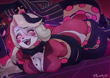 ahegao anthro apode big_breasts big_butt black_body black_clothing black_lips black_nose black_suit blonde_hair blush blush_lines blush_stickers bodily_fluids bow_tie breasts butt cleavage clothed clothing coiling coiling_around_body coiling_around_neck dominant dominant_male drooling duo eye_contact eye_roll eyelashes female female_focus footwear hair hat headgear headwear high_heels hypnosis hypnotic_eyes legless lips long_hair looking_at_another looking_pleasured lying makeup male male/female mascara mind_control multicolored_body on_front open_mouth pinstripe_suit red_clothing red_suit restrained_arms restrained_feet restrained_legs ringed_eyes saliva serpentine sharp_teeth shirt shoes spiral submissive submissive_female suit tail_around_neck tail_on_head teeth tongue tongue_out top_hat topwear two_tone_body unbuttoned_shirt white_body white_skin yellow_body b_m4ns0n hazbin_hotel hellaverse charlie_morningstar sir_pentious_(hazbin_hotel) demon demon_humanoid draconcopode humanoid naga reptile scalie snake 2025 alternate_version_at_paywall hi_res