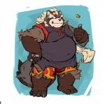 anthro belly bottomwear brown_body brown_fur clothing fur male overweight overweight_anthro overweight_male shirt shorts solo topwear bonbonbear tuokemao lifewonders tokyo_afterschool_summoners goemon_(tas) canid canine mammal raccoon_dog tanuki 2019