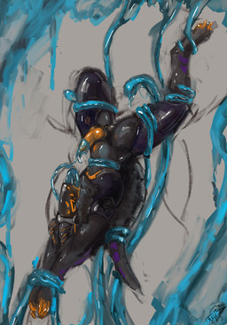 anthro bdsm embarrassed erection genitals imminent_anal knot knotted_penis machine male oral oral_penetration penetration penis solo tentacle_in_mouth tentacle_penetration tentacles upside_down vekyn razanth protogen absurd_res hi_res