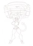 anthro big_breasts breasts car clothing female footwear lifting_object mace_tail muscular muscular_anthro muscular_female shoes sneakers solo spiked_tail spikes spikes_(anatomy) tail vehicle wampus weapon_tail cartoonmeat nelly_(cartoonmeat) felid feline mammal absurd_res hi_res sketch