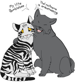ambiguous_gender arm_around_shoulders black_body black_fur black_stripes black_text dialogue digitigrade duo embarrassed eyes_closed feral fur grey_body grey_fur grey_nose looking_aside open_mouth open_smile paws pink_nose pink_tongue simple_background sitting smile striped_body striped_fur stripes tail text tongue toony whiskers white_background sebdoggo warriors_(book_series) bumblestripe_(warriors) graystripe_(warriors) domestic_cat felid feline felis mammal tabby_cat 2015 digital_drawing_(artwork) digital_media_(artwork) english_text flat_colors handwritten_text microsoft_paint_(artwork) father_(lore) father_and_child_(lore) father_and_son_(lore) male_(lore) parent_(lore) parent_and_child_(lore) parent_and_son_(lore) son_(lore)