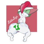 anthro big_butt butt christmas_clothing christmas_headwear clothing female genitals hat headgear headwear holidays mistletoe not_furry nude plant pussy santa_hat simple_background smile solo wide_hips eddiebrije christmas nintendo pokemon generation_3_pokemon pokemon_(species) ralts 1:1 absurd_res hi_res