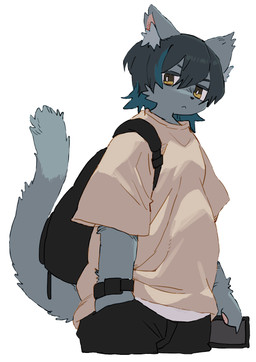 anthro backpack cellphone clock clothed clothing electronics eyebrows fully_clothed hair hand_in_pocket holding_object inner_ear_fluff male mouth_closed neutral_expression overweight overweight_male phone pockets simple_background solo tail tuft watch white_background si_ra_ta_ma3 ambiguous_species 2024 digital_media_(artwork) hi_res