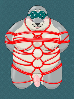 animal_genitalia anthro bdsm belly big_belly bite_mark blindfold bodily_fluids bondage bound breast_milking cum genital_fluids genital_slit genitals lactating leaking_cum male male_lactation milk moobs nipples overweight overweight_anthro overweight_male penis restraints rope rope_bondage rope_harness sensory_deprivation smooth_skin solo submissive teeth thick_penis peebs aquatic mammal pinniped seal absurd_res hi_res