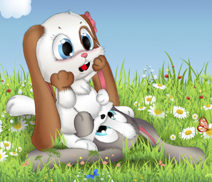 blue_eyes brown_body brown_fur cunnilingus duo female feral fur grass grey_body grey_fur long_ears love male male/female oral plant sex tongue vaginal white_body white_fur young young_feral onstatobol jamster snuggelina snuggle_bunny arthropod butterfly domestic_rabbit hare insect lagomorph lepidopteran leporid lop_rabbit mammal oryctolagus rabbit