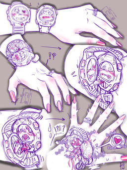 ambiguous_fluids bdsm blush bodily_fluids bondage bound clock colored_nails cuckold digit_ring drooling female forced gem genitals hand_fetish hand_focus heartbeat humanoid_hands jewelry male nails not_furry offscreen_character oral penile pink_nails questionable_consent ring saliva sex shaking sound_effects surprised sweat tongue vulva watch wedding_ring what wristwatch inkdoll animate_inanimate comic