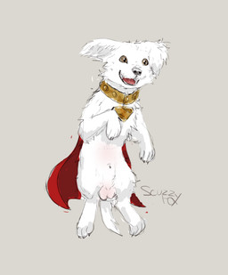 animal_genitalia animal_penis balls canine_genitalia canine_penis cape clothing collar feral floating flying fully_sheathed genitals male penis sheath solo superhero superhero_costume scuzzyfox krypto_the_superdog canid canine canis domestic_dog mammal