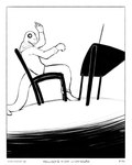 anthro border bottomwear chair clothing furniture hoodie male pants perspective radio_antenna simple_background solo table tail topwear white_background white_clothing white_hoodie white_topwear worried worried_look sharkinthepark komo_(sharkinthepark) komodo_dragon lizard monitor_lizard reptile scalie 2025 absurd_res black_and_white comic hi_res monochrome