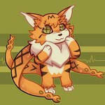 ambiguous_gender black_nose chest_tuft fur green_eyes head_tuft markings orange_body orange_fur semi-anthro smile solo standing tan_body tan_fur tuft southrobin bandai_namco digimon digimon_(species) domestic_cat felid feline felis maine_coon mammal meicoomon 1:1 2020 digital_media_(artwork)