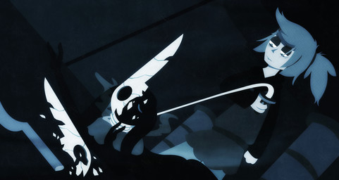 ambiguous_gender anthro asphyxiation choking clothing dungeon duo hair male mask melee_weapon ponytail shirt staff sword topwear tunic violence weapon whip shane_frost dolan_(shane_frost) ghost human mammal monster spirit hi_res