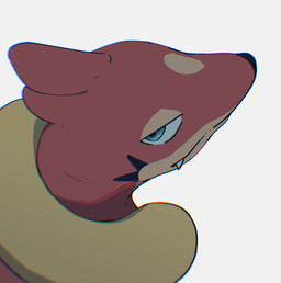 ambiguous_form ambiguous_gender black_nose blue_eyes fur half-closed_eyes kemono looking_at_viewer narrowed_eyes orange_body orange_fur simple_background solo teeth white_background sakehabera nintendo pokemon floatzel generation_4_pokemon pokemon_(species) 2025 headshot_portrait hi_res portrait