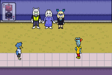 aged_up akuma_pose anthro female group male raging_demon sprite sprite_animation sprite_art bladedbard deltarune undertale undertale_(series) asriel_dreemurr berdly carol_holiday kris_dreemurr toriel human mammal 3:2 animated digital_media_(artwork) pixel_(artwork) pixel_animation