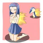 1:1 alternate_species breasts clothing cosplay costume cyndaquil dress duo female feral generation_2_pokemon hair human humanized humanoid long_hair low_res mammal nintendo pokemon pokemon_(species) pokemon_costume ranphafranboise