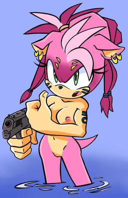 angry anthro breasts ear_piercing ear_ring female genitals gradient_background gun looking_at_viewer nipples nude open_mouth piercing pigtails pink_body ranged_weapon ring_piercing simple_background solo standing tail tattoo vulva water weapon randomguy999 netflix sega sonic_prime sonic_the_hedgehog_(series) amy_rose thorn_rose_(sonic) eulipotyphlan hedgehog mammal absurd_res hi_res