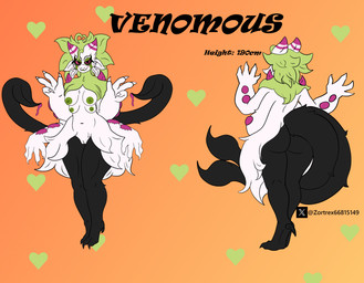 4_arms 4_breasts 4_ears anthro black_body breasts butt female fur genitals gesture green_body green_hair hair hand_gesture horn multi_arm multi_breast multi_ear multi_limb multicolored_body rear_view red_eyes short_hair solo stinger vulva white_body zortrex mythology venomous_(zortrex) dragon furred_dragon furred_scalie monster myceelidos_(zortrex) mythological_creature mythological_scalie scalie absurd_res hi_res