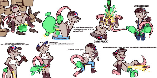 accident alcohol alcohol_enema anal anal_launching anal_penetration angry annoyed anthro anus ball_in_ass barefoot baseball beer beer_bottle belly belly_overhang beverage black_body black_ears black_eyes black_fur blue_baseball_cap blue_bottomwear blue_clothing blue_jeans blue_pants blue_suspenders bodily_fluids boofing bottle bottle_in_ass bottle_insertion bottomless bottomwear bottomwear_down box bra bra_only breasts butt butt_cleavage butt_clench butt_flap cardboard cardboard_box casual_exposure cleavage clenching_butt clothed clothing confederate_flag confederate_flag_clothing confederate_states_of_america container covering covering_crotch covering_vulva denim denim_bottomwear denim_clothing dialogue drooling empty_bottle eyes_closed fart fart_cloud farting_at_viewer feet female female_farting female_peeing fur genital_fluids genitals green_fart_cloud grey_baseball_cap grey_body grey_fur high-angle_view insult insulting_viewer jeans kneeling leaning leaning_forward looking_back lying mooning motion_lines muffin_top multicolored_body multicolored_fur navel object_between_buttocks offscreen_character on_back open_mouth panties pants pants_down pants_wetting pantsless panty_wetting partially_clothed peeing penetration pink_fingers pink_nose pink_tail pink_toes profanity raised_tail rear_view saliva sharp_teeth shirt simple_background sleeping soles solo spread_legs spreading standing_pee surprised suspenders sweat sweatdrop sweaty_butt tail talking_to_another talking_to_viewer tank_top teeth text tools toothy_grin topwear two_tone_body two_tone_fur underwear underwear_only upside_down urine urine_pool urine_stream vulva wet wet_clothing wetting whiskers white_background white_bra white_clothing white_shirt white_tank_top white_topwear white_underwear wrench yelling smokey_the_menish american_opossum mammal marsupial 2026 2:1 absurd_res english_text hi_res multiple_images