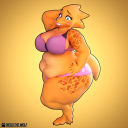 anthro belly big_breasts big_butt breasts butt clothing embarrassed female green_eyes looking_at_viewer outline overweight overweight_female pink_clothing pink_underwear pose small_tail solo stain tail teeth text thick_thighs underwear yellow_body diegothewolf twilightv0ids_(modeler) undertale_(series) alphys 1:1 3d_(artwork) blender_(artwork) blender_cycles_(artwork) digital_media_(artwork) english_text hi_res pinup
