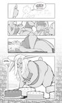 anthro back_rolls belly belly_grab big_belly big_breasts big_butt bloated bottomwear breasts butt cake carrot_cake clothing dessert dialogue eating expansion eyeless female food growth hair hanging_belly long_hair lying obese obese_anthro obese_female on_back outgrowing_clothes overweight overweight_anthro overweight_female reaching rear_view stuffing text thick_thighs tight_clothing topwear weight_gain pewbutt claire_(gelatingent) lagomorph leporid mammal rabbit comic english_text hi_res monochrome