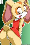 aged_up anthro bottomless bottomwear butt clothed clothing female genitals no_underwear pussy shocked skirt solo text upskirt nagano_tenzen third-party_edit sega sonic_the_hedgehog_(series) cream_the_rabbit lagomorph leporid mammal rabbit nude_edit url