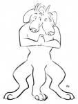 2_heads 3_legs anthro conjoined dancing male merging multi_arm multi_head multi_leg multi_limb multi_tail multifur solo tail wide_dicephalous kobi_lacroix alien canid canine canis dachshund domestic_dog hunting_dog mammal line_art monochrome