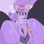 animal_print anthro anus bodily_fluids breasts butt butt_focus clothed clothing clothing_aside female frown genitals hand_on_head legwear leopard_print looking_down panties panties_aside partially_clothed purple_body pussy simple_background solo sweat underwear underwear_aside sh1vss sega sonic_the_hedgehog_(series) blaze_the_cat domestic_cat felid feline felis mammal absurd_res hi_res