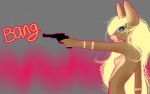 action_pose anthro blonde_hair blue_eyes breasts brown_body female gun hair handgun naturally_censored pistol pose ranged_weapon small_breasts solo weapon lucidsuicide deer mammal