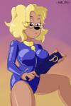 4_fingers anthro blonde_hair breasts collar dominant dominant_female dominatrix eyewear female fingers glasses hair jewelry latex looking_at_viewer paddle solo zipper nasiri_(artist) disney goof_troop ms._pennypacker canid canine mammal 2:3 hi_res