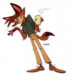 2019 anthro beverage biped bottomwear brown_body brown_fur canid canine clothing eyewear footwear fox fur glasses hi_res legwear lex_(pegibruno) male mammal multicolored_body multicolored_fur orange_body orange_fur pants pawpads pegibruno shirt shoes signature simple_background smile socks solo suspenders tall tea topwear two_tone_body two_tone_fur white_background