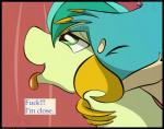 2018 ahegao avian comic dialogue duo english_text equid flash_draw friendship_is_magic gallus_(mlp) gryphon hasbro hi_res imminent_orgasm looking_pleasured male male/male mammal my_little_pony mythological_avian mythological_creature mythology open_mouth sandbar_(mlp) simple_background text tongue tongue_out url