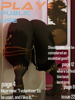 anthro big_butt bodily_fluids butt cum cum_in_vagina cum_inside female fictional_magazine_cover genital_fluids genitals gold_(metal) gold_jewelry huge_butt jewelry public_use restraints solo through_wall vulva haolde blender_cycles silo_(character) mamagen 3:4 3d_(artwork) absurd_res digital_media_(artwork) hi_res