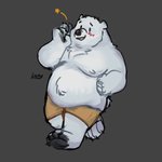 anthro belly blush bottomwear clothing fur male moobs overweight overweight_anthro overweight_male plantigrade shorts simple_background solo white_body white_fur lentejota6 bear mammal 1:1 2020 hi_res