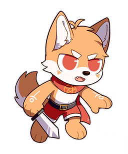 anthro belt black_belt bottomwear brown_nose clothed clothing countershading fangs front_view fur glistening glistening_eyes glistening_nose head_tuft holding_melee_weapon holding_object holding_sword holding_weapon male melee_weapon open_mouth orange_body orange_fur orange_tail pants red_bottomwear red_clothing red_eyes red_pants red_scarf scarf simple_background solo sword tail teeth topless tuft unsigned weapon white_background white_body white_fur white_tail asnnonaka canid mammal full-length_portrait portrait
