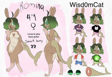anthro female solo text wisdomcat romina_(wisdomcat) aquatic fish hybrid lagomorph leporid mammal rabbit shark english_text hi_res model_sheet