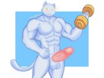 ;3 abs anthro balls biceps big_penis biped body_hair dumbbell erection exercise fur genitals happy_trail humanoid_genitalia humanoid_penis male muscular muscular_anthro muscular_male navel nude one_eye_closed pecs penis pose solo weightlifting weights white_body white_fur wink workout yellow_eyes notedwolf epic_games fortnite meowscles meowscles_(ghost) domestic_cat felid feline felis mammal 2022 hi_res pinup portrait three-quarter_portrait