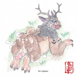 anthro antlers apple apple_in_mouth balls big_butt bodily_fluids butt claws cum cum_in_ass cum_inflation cum_inside cum_on_butt cum_on_ground feathers food fruit genital_fluids genitals horn inflation looking_at_viewer male penis plant presenting presenting_hindquarters solo stuffing tail fennec_(artist) blizzard_entertainment warcraft lykaen avian moonkin hi_res painting_(artwork) watercolor_(artwork)