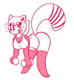 anthro bent_over bodily_fluids breasts cleavage clothed clothing exercise eyebrow_through_hair eyebrows eyelashes female fluffy fluffy_tail hair looking_at_viewer solo sweat tail translucent translucent_hair weightlifting weights workout rex_santos pania ailurid mammal red_panda colored_sketch digital_drawing_(artwork) digital_media_(artwork) sketch