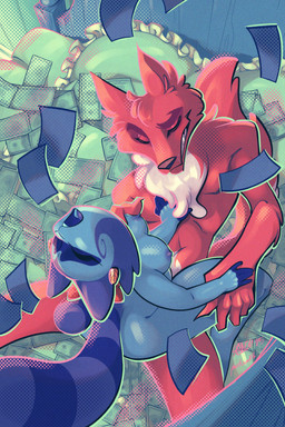 5_fingers anthro anthro_on_anthro anthro_penetrated anthro_penetrating anthro_penetrating_anthro bed blue_body blue_fur breasts butt duo eyes_closed feet female female_penetrated fingers fur furniture humanoid_hands interspecies lying lying_on_bed male male/female male_penetrating male_penetrating_female money nipples nude nude_anthro nude_female nude_male on_back on_bed penetration penile penile_penetration red_body red_fur sex tail toes squiderdoodle cazadora_(rentonreverb) dandy_(rentonreverb) canid canine canis coyote mammal procyonid raccoon hi_res