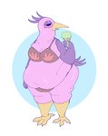 anthro anthrofied barefoot beak black_eyes blue_background bodily_fluids bra breasts camel_toe claws clothed clothing dessert eyelashes feather_hair feathered_wings feathers feet female food genital_outline glistening_eyelids hair half-closed_eyes holding_food holding_ice_cream holding_ice_cream_cone holding_object ice_cream ice_cream_cone long_beak looking_aside looking_away mostly_nude multicolored_body multicolored_feathers narrowed_eyes navel open_mouth overweight overweight_anthro overweight_female pink_body pink_feathers pink_sclera pseudo_hair purple_body purple_eyelids purple_feather_hair purple_feathers purple_hair purple_tail purple_tail_feathers purple_wings pussy_outline raised_arm round_head simple_background solo standing sweat tail tail_feathers thick_thighs toe_claws toony underwear white_background wide_hips wings yellow_beak yellow_body yellow_skin oshyfriend garten_of_banban opila_(garten_of_banban) avian bird flamingo hi_res