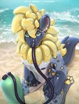 air_tank air_tank_in_mouth beach glistening inflatable inflatable_transformation latex pool_toy pooltoy_transformation seam_(sewing) transformation wide_hips elysianelly hyena mammal thick thighs 3:4 hi_res