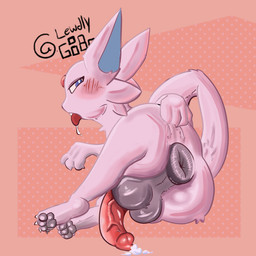 animal_genitalia animal_penis anus backsack balls big_anus big_balls big_penis blush bodily_fluids butt canine_genitalia canine_penis cum darkened_anus darkened_balls darkened_genitalia drooling feral genital_fluids genitals male penis precum presenting presenting_anus presenting_balls presenting_hindquarters puffy_anus saliva solo spread_butt spreading lewdly_gibo nintendo pokemon canid canine eeveelution espeon generation_2_pokemon mammal pokemon_(species) 1:1 absurd_res hi_res
