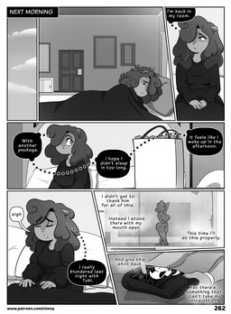 anthro biped breasts clothed clothing detailed_background dialogue female hair inside mouth_closed nude open_mouth pupils solo speech_bubble text thick_thighs nimzy noms_(nimzy) cricetid hamster mammal rodent comic english_text hi_res monochrome url
