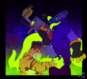 abstract_background anthro armpit_hair blue_body blue_fur bodily_fluids body_hair brown_hair colored_cum cum cum_in_mouth cum_inside cum_on_belly cum_on_body cum_on_face cum_on_hand dominant dominant_male duo erection facial_piercing fellatio fur genital_fluids genitals glowing glowing_cum glowing_genitalia glowing_nose glowing_penis glowing_tail glowing_tongue green_cum green_nose green_penis green_tail green_tongue gun hair horn male male/male mind_control nose_piercing nude open_mouth oral penile penis piercing radioactive ranged_weapon sex simple_background smile standing submissive submissive_male tail tongue tongue_out toxic_waste unusual_bodily_fluids unusual_cum unusual_genital_fluids weapon rip_k skuzz tarke bovid bovine cattle felid hybrid mammal murid murine pantherine rat rodent tiger 2017 chromatic_aberration digital_media_(artwork) hi_res