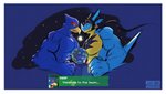 anthro blue_body blue_feathers blue_scales border clothed clothing duo feathers fist_bump gesture looking_at_another macro male planet scales space terra_macro text topless white_border arexualex mythology nintendo star_fox arexu falco_lombardi avian bird dragon mythological_creature mythological_scalie scalie hi_res