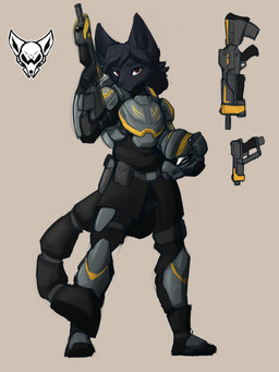 anthro armor assault_rifle female full_body_armor full_body_suit gun handgun military pistol ranged_weapon rifle science_fiction sketchy soldier solo warrior weapon setriaphtfj felid feline mammal 3:4 absurd_res hi_res model_sheet