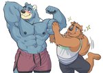 abs anthro biceps bottomwear clothed clothing flexing fur group male muscle_worship muscular muscular_anthro muscular_male nipples pecs adios huey_(adios) russell_sotelo mammal 2021 absurd_res digital_media_(artwork) hi_res