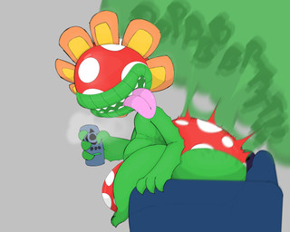 anthro balls bulge butt clothing controller duo facesitting fart fart_cloud fart_fetish farting_in_mouth farting_on_another farting_on_face furniture genitals green_body grin male male/male male_farting petals plant polka_dot_underwear remote_control sharp_teeth sigh simple_background sitting_on_another smile sofa teeth tongue tongue_out underwear sparkothefailure mario_bros nintendo pokemon petey_piranha slinky_(salandit) elemental_creature flora_fauna generation_7_pokemon piranha_plant pokemon_(species) salandit 5:4 absurd_res digital_media_(artwork) hi_res