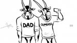anthro bottomless cellphone clothed clothing duo electronics flaccid front_view genitals grumpy holding_object holding_phone horn looking_at_viewer male penis phone selfie simple_background smile standing text white_background bgn jamie_the_oryx antelope bovid grazing_antelope mammal oryx 16:9 2015 black_and_white digital_media_(artwork) english_text monochrome signature widescreen father_(lore) father_and_child_(lore) father_and_son_(lore) parent_(lore) parent_and_child_(lore) parent_and_son_(lore) son_(lore)