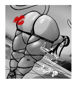 anthro big_butt border breasts butt female kiss_mark lingerie_only looking_at_viewer polaroid_photo raised_tail side_boob sign solo tail thick_thighs white_border pokuyuno239 beth_(redustheriotact) haplorhine mammal monkey primate absurd_res digital_media_(artwork) hi_res